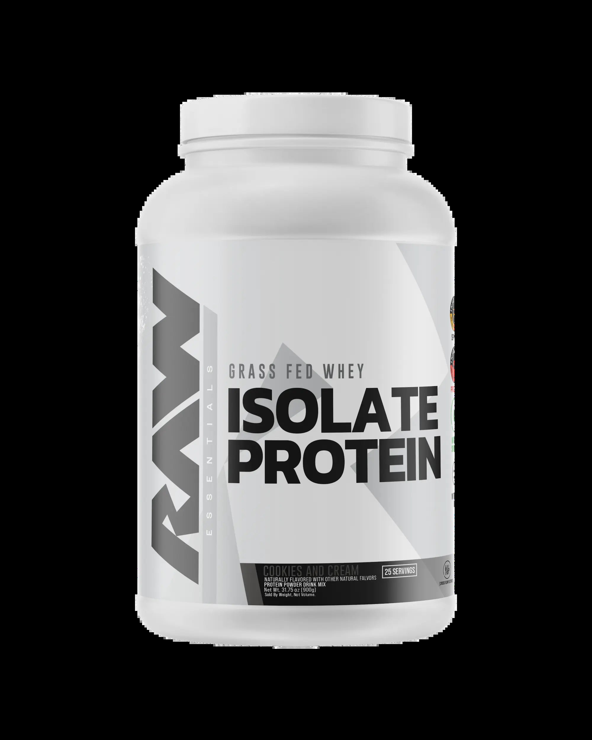 RAW Whey Protein Isolate Powder – Grass Fed Micro-Filtered Protein – 25G Protein per Serving – Low Carb, Low Fat Lean Muscle & Recovery Protein Shake – 1.96 Lb
