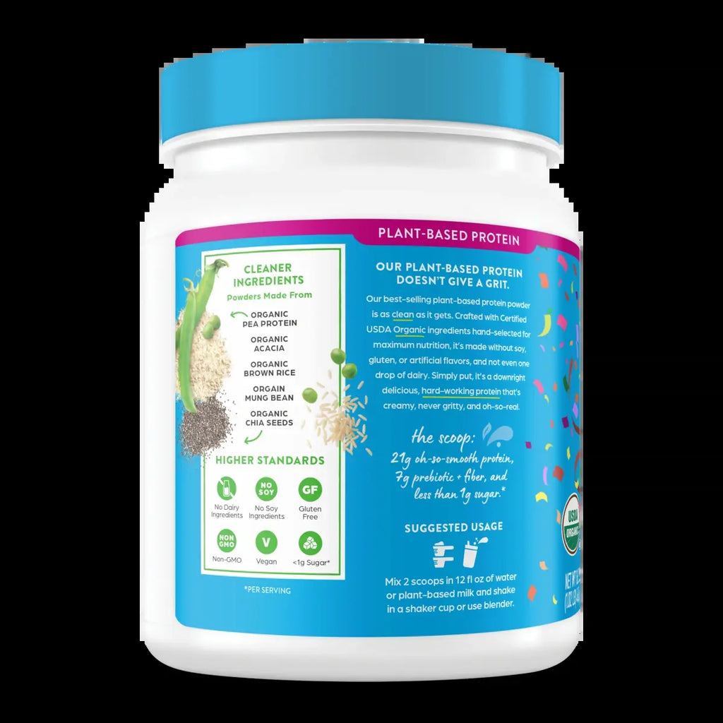 Orgain Organic Protein Plant Based Protein Powder - Birthday Cake Flavor, 21G Plant Protein, <1G Sugar, USDA Certified Organic, Edible Supplement for Fitness Endurance